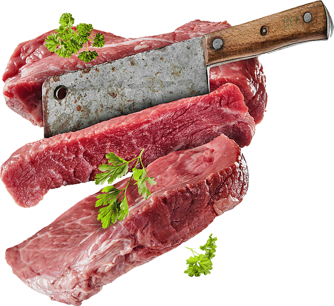 Banco carni con tagli freschi esposti in macelleria a Fiumefreddo